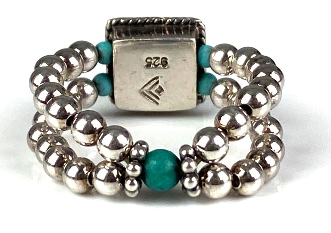 Steeling Silver Turquoise Expandable Ring - 2