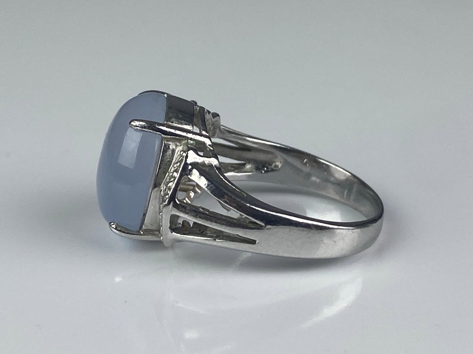 Sterling Silver Gray Jadeite Ring - 2