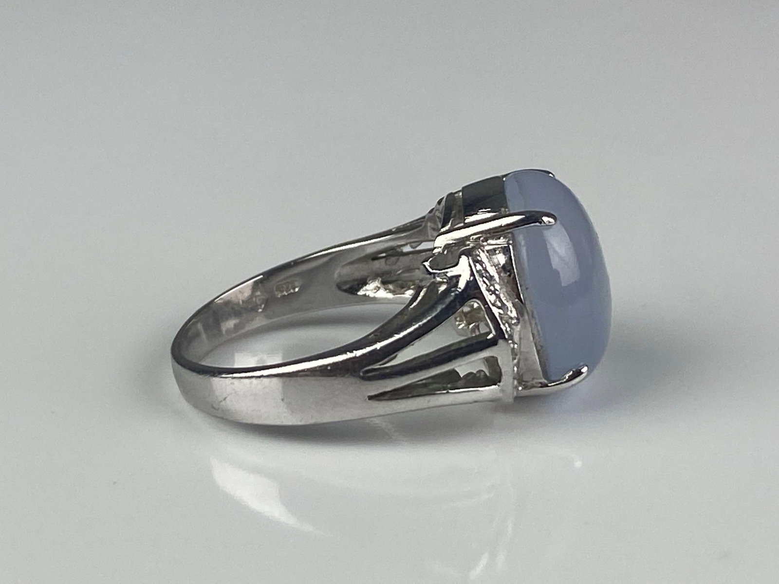Sterling Silver Gray Jadeite Ring - 4