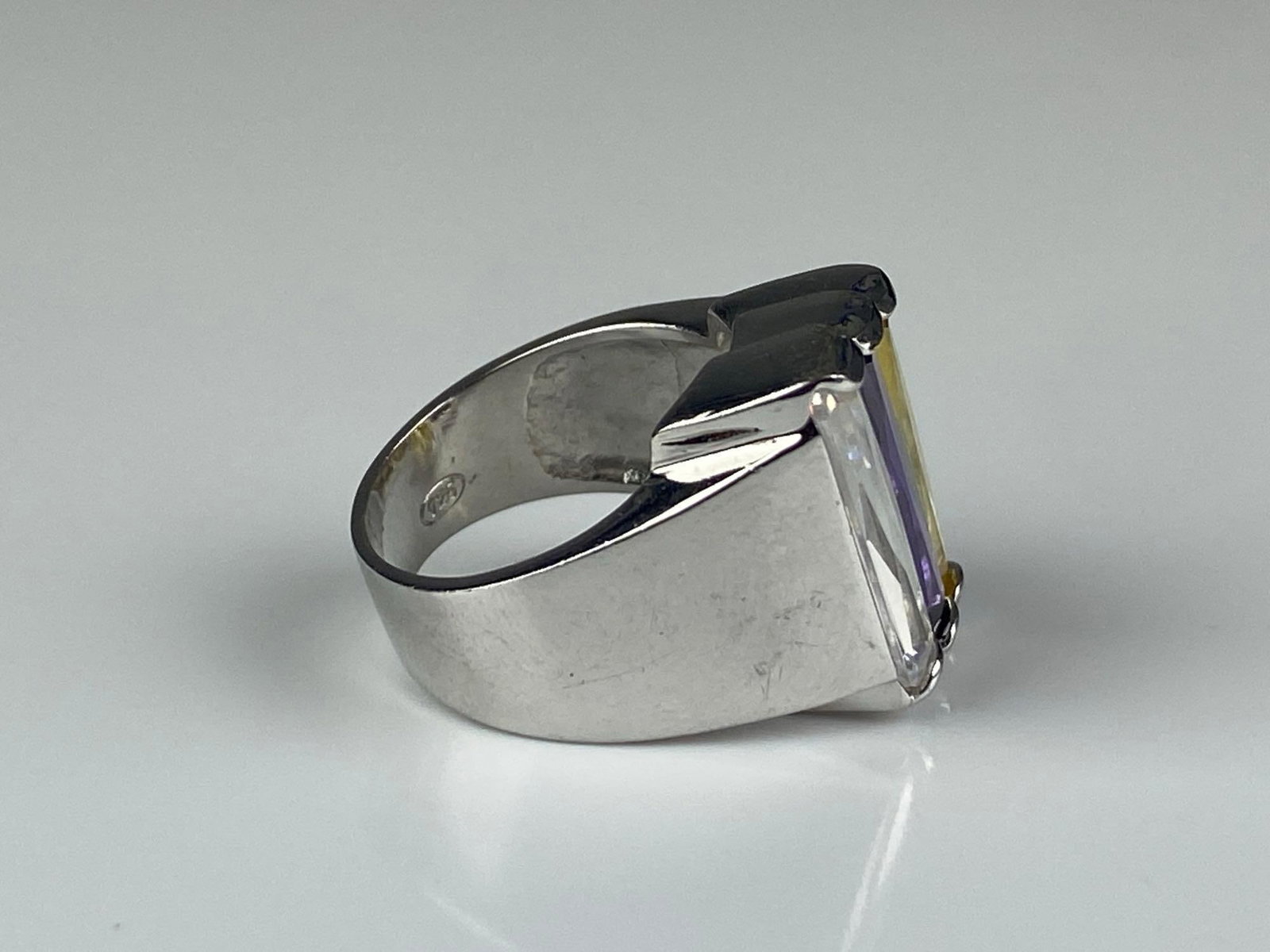 Sterling Silver Rhinestone Ring - 4