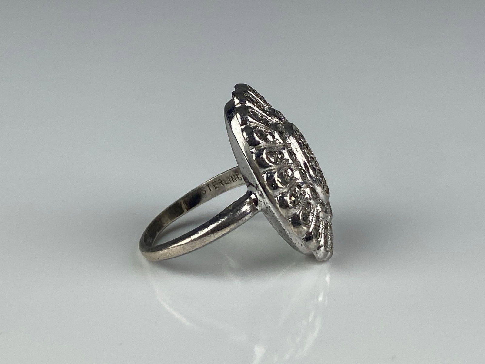 Sterling Silver Marcasite Ring - 4