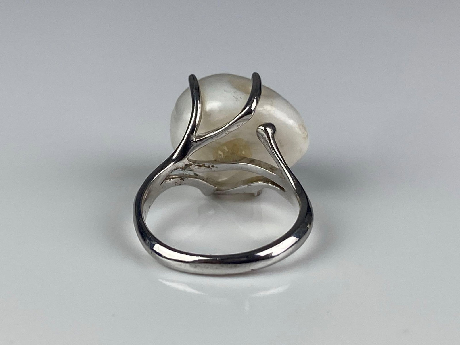 LUC Signed Sterling Silver Pearl Ring - 3