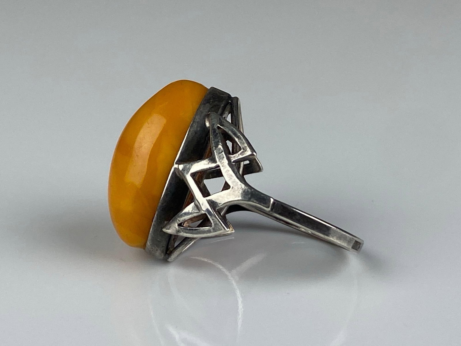 Sterling Silver Baltic Amber Ring - 2