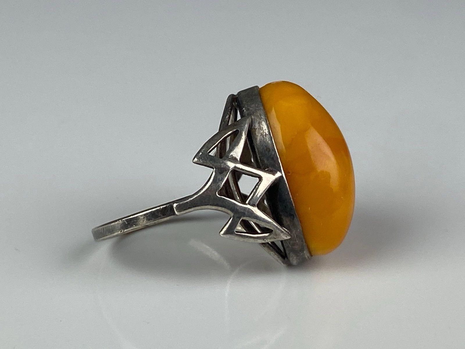 Sterling Silver Baltic Amber Ring - 4