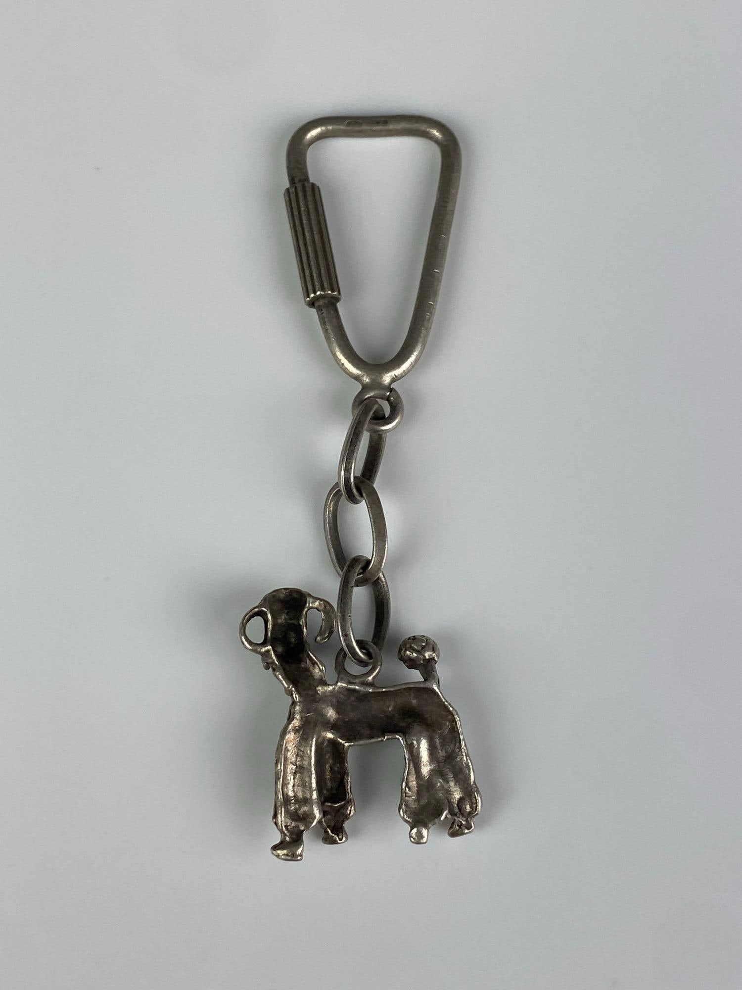 Silver Enamel Poodle Keychain - 2
