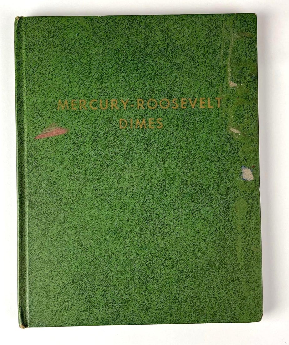 Group of 103 US Mercury and Roosevelt Dimes in a Whitman Coin Folder: 97 Dimes are 90% Silver.