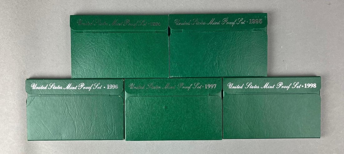 Group of 5 US Mint Coin Proof Sets: Years 1994-1998.