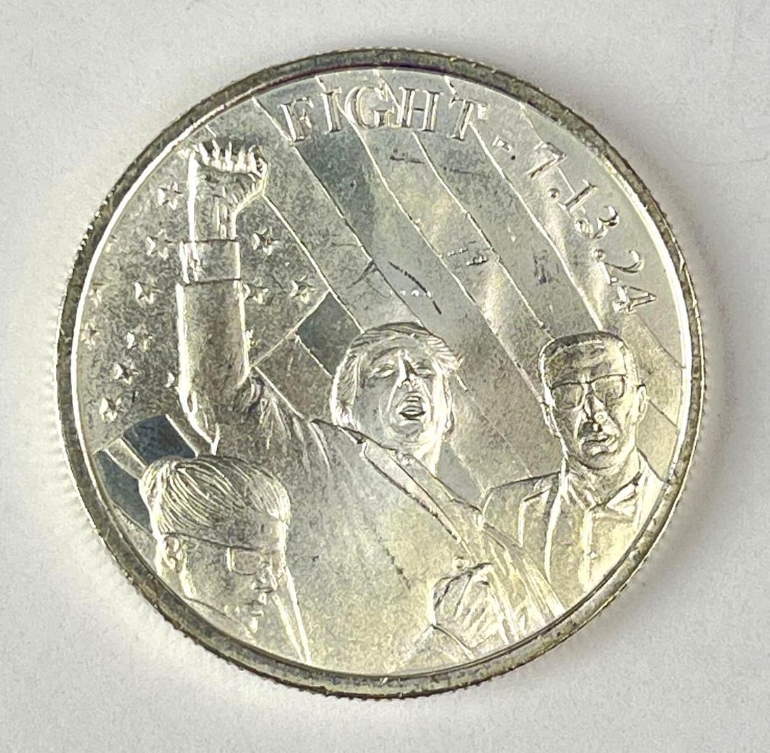 7 13 24 FIGHT Trump 1 oz 999 Fine Silver Round: 7 13 24 FIGHT Trump 1 oz 999 Fine Silver Round