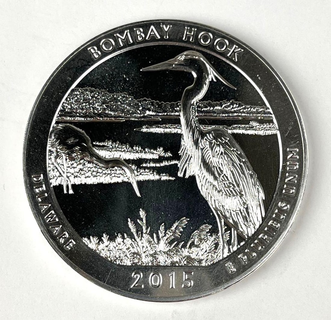 2015 US ATB Bombay Hook Delaware 5 oz .999 Fine Silver Round (1 of 2)