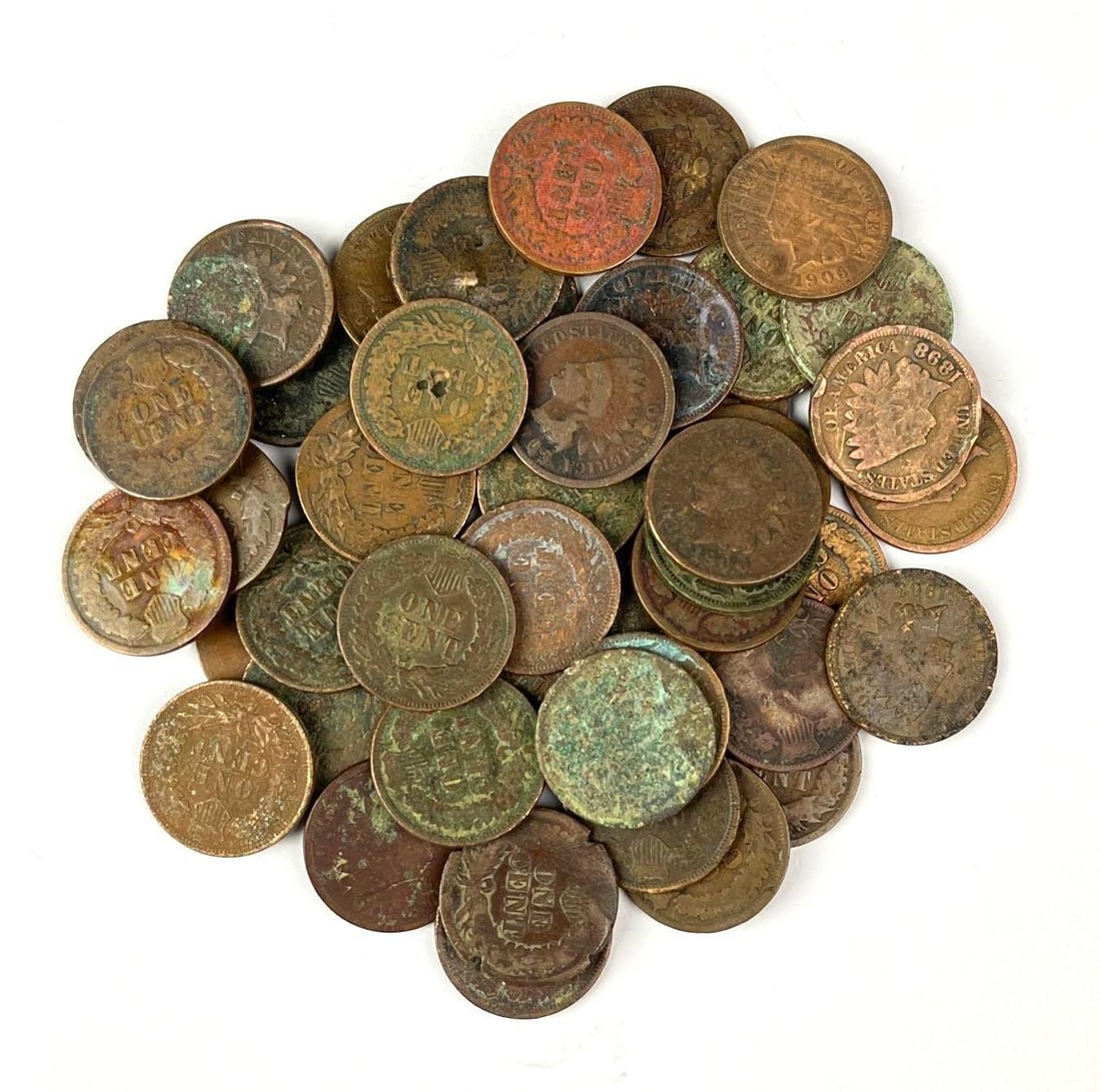 Group of 48 US Indian Head Cents: Includes years 1887, 1898, 1906 and more.
