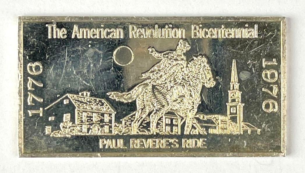 1976 The Kennedy Mint The American Revolution Bicentennial 300 Grains .999 Fine Silver Ingot/ Bar (1 of 2)