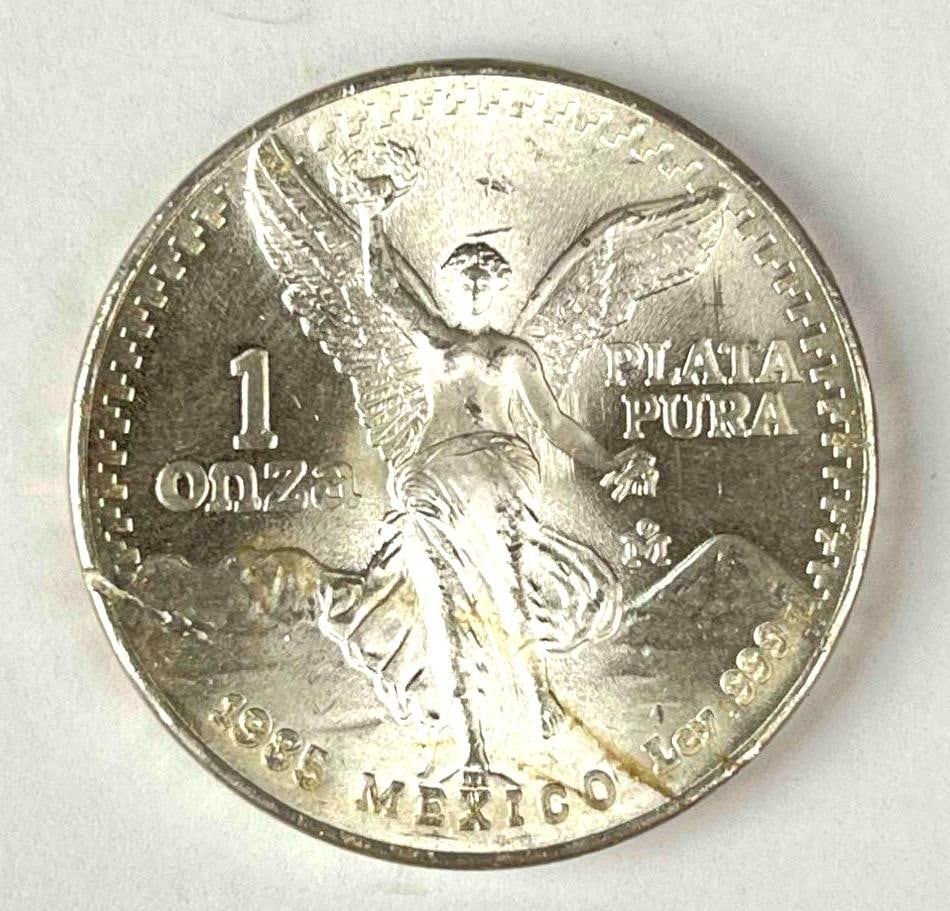 1985 Mexico Libertad 1 Onza 1 oz .999 Fine Silver Round (1 of 2)