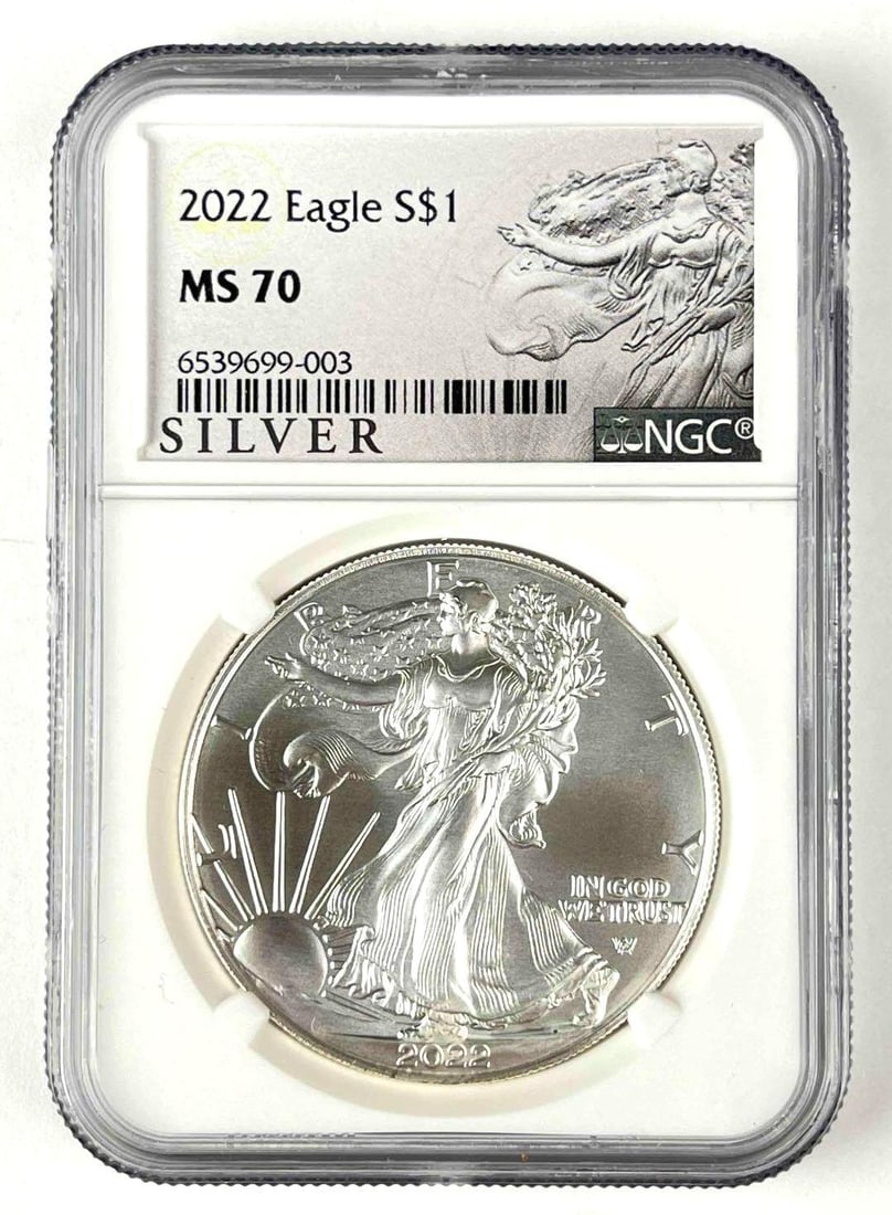 2022 US $1 American Silver Eagle 1 oz Fine Silver Coin NGC MS70: 2022 US $1 American Silver Eagle 1 oz Fine Silver Coin NGC MS70