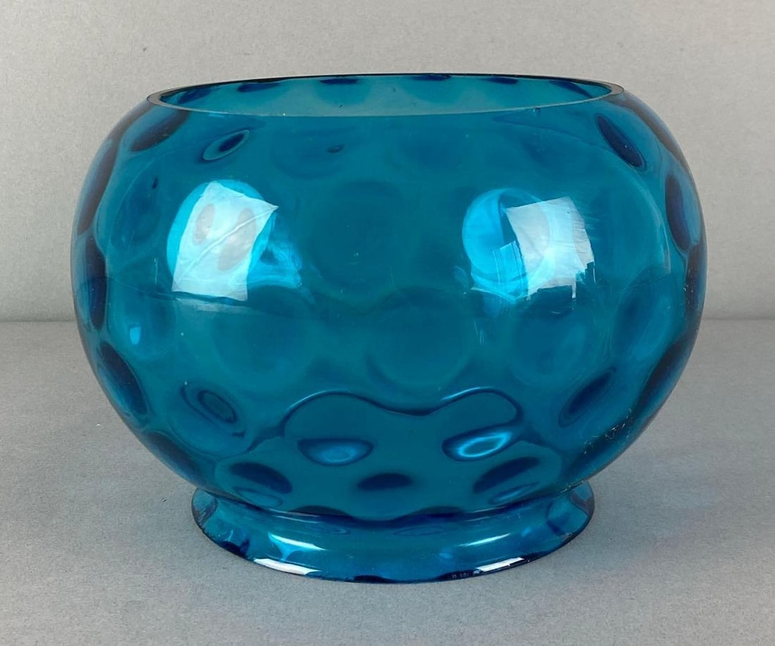 Vintage Cobalt Coin Dot Art Glass Lamp Shade: Measures 5 inches H x 7 inches W with a 4 1/2 inches Fitter