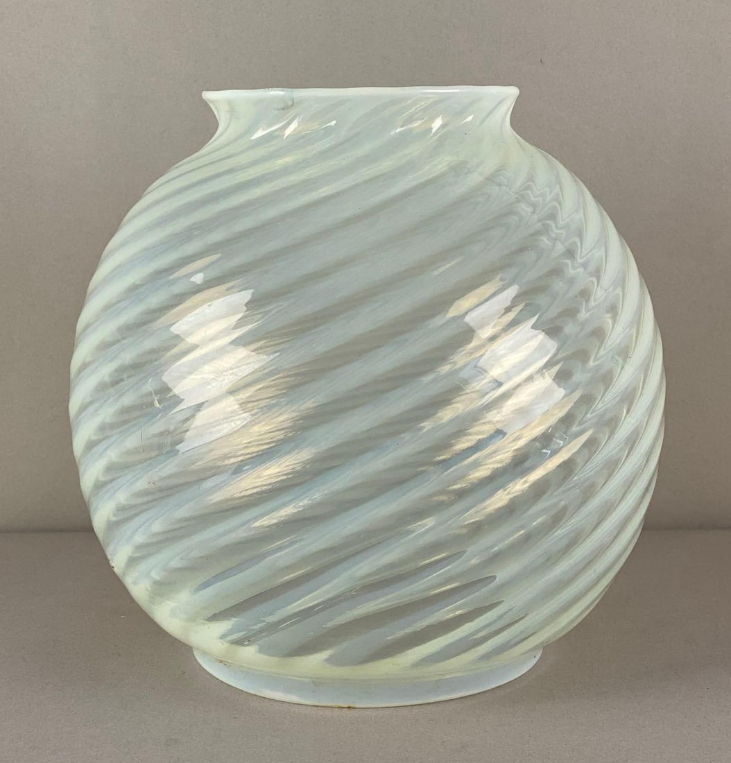 Vintage Opalescent Swirl Glass Globe Lamp Shade: Measures 9 inches H x 9 inches W with a 5 inches fitter