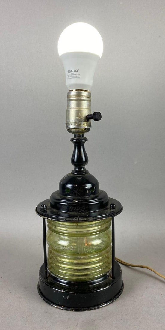 Vintage Repurposed Maritime Ship Anchor Lamp: Does not include bulb. Working condition. Measures 10 inches in height.
