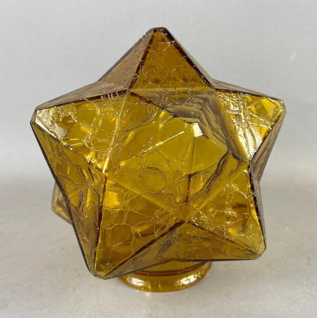 Vintage Amber Crackle Glass Moravian Star Lamp Shade: Measures 6 inches tall.