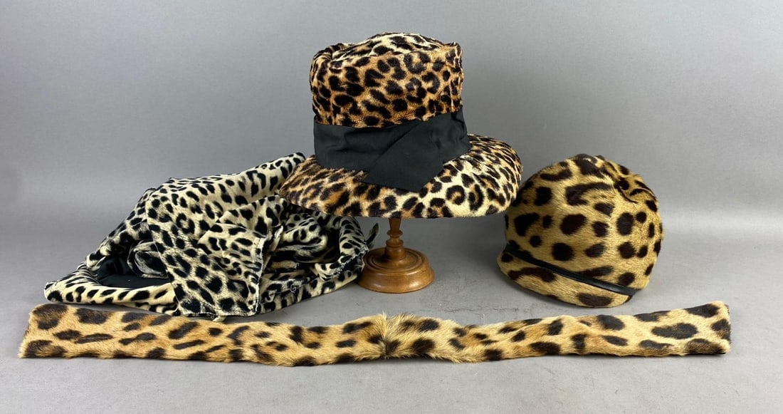 Group of 2 Yves Saint Laurent Leopard Print Hats and More (1 of 5)