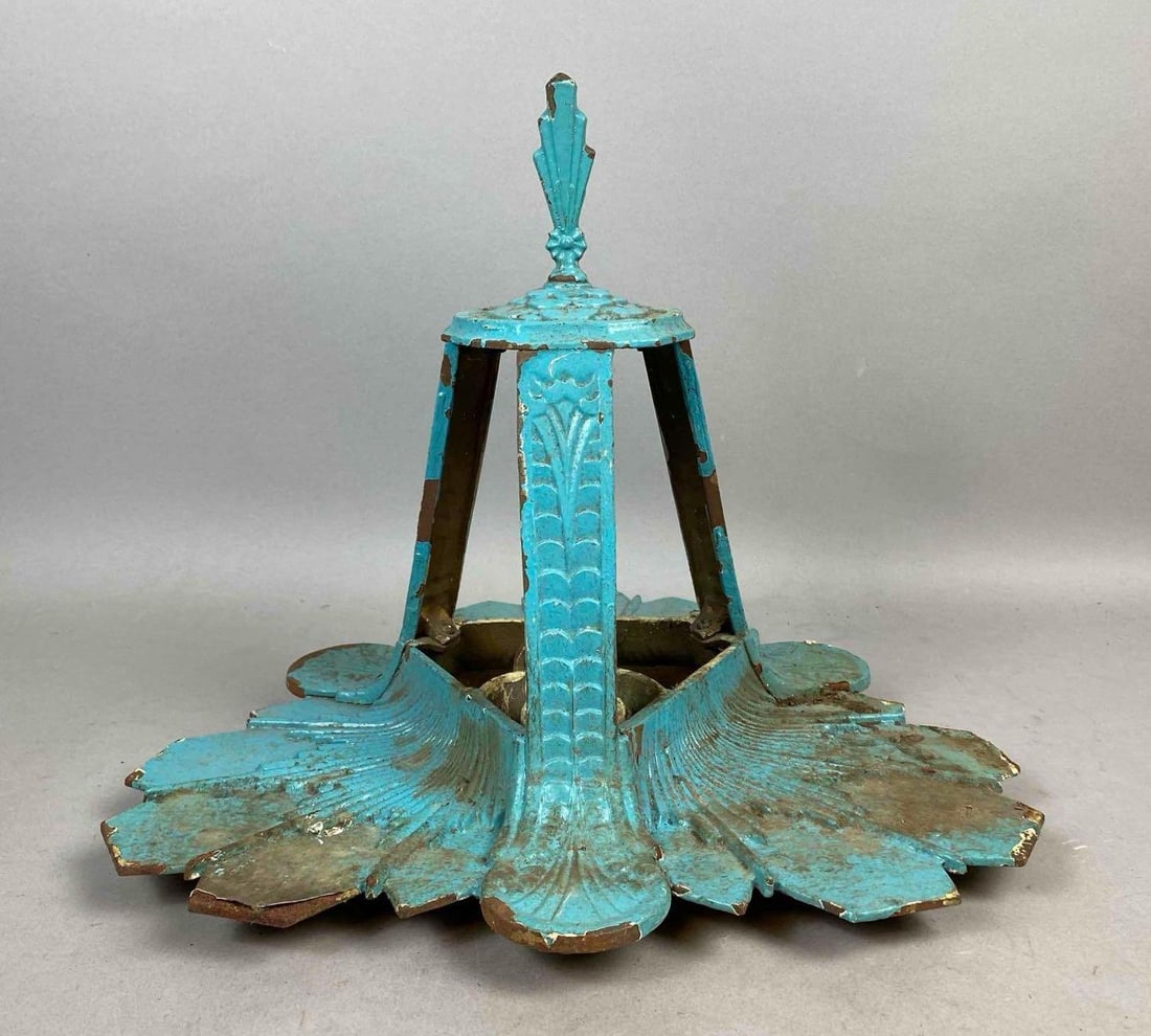 Antique 1930s Art Deco Blue Ceiling Light Fixture: Will need rewiring. Measure H 14 x aw 12 x L 12 inches.