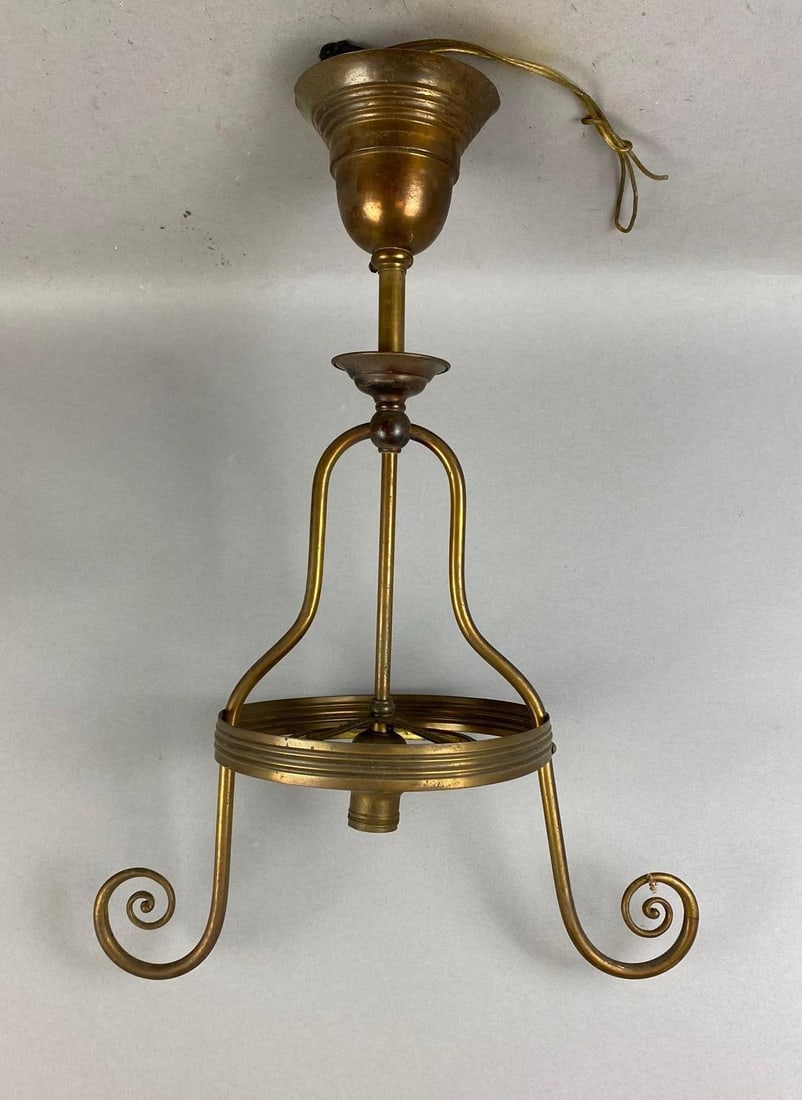 Antique 1930s Brass Electric Hanging Light Fixture (1 of 2)