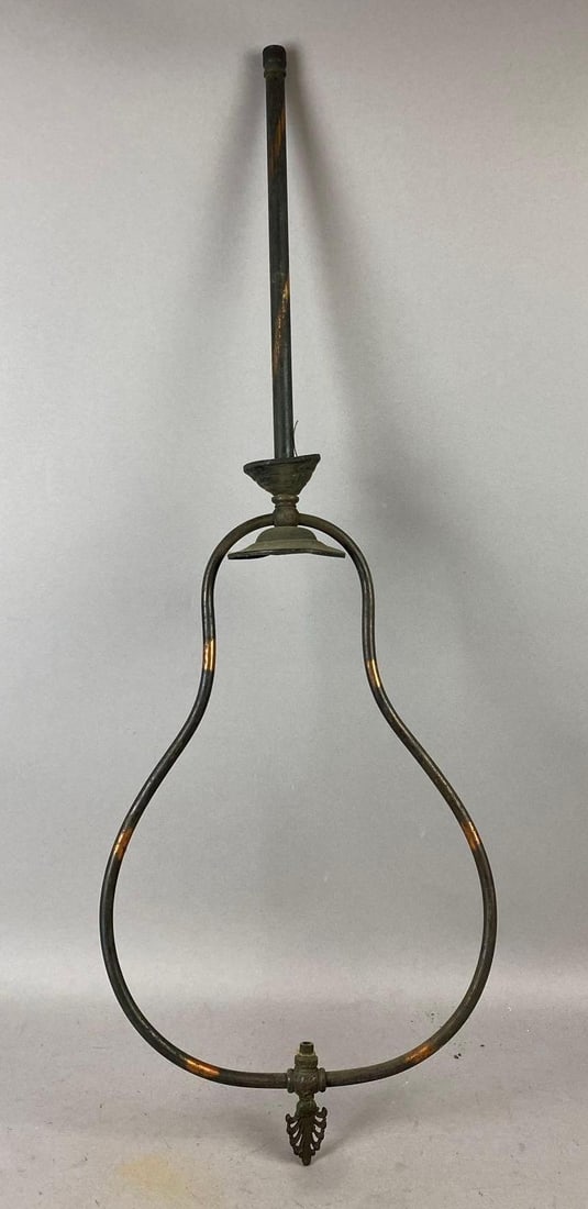 Antique 1880s Brass Gas Hanging Light Fixture: Measures 34 inches in length.