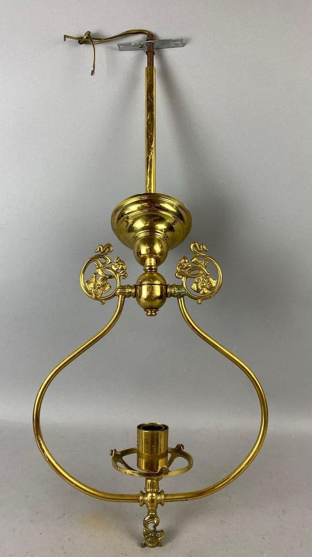 Vintage 1970s Brass Electric Hanging Light Fixture (1 of 2)