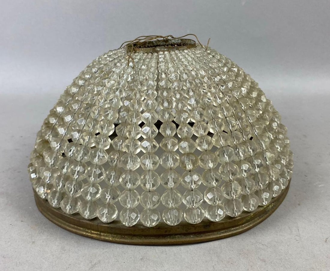 Vintage 1950s Czech Crystal-Beaded Dome Shade: Measure 10 inches in diameter.
