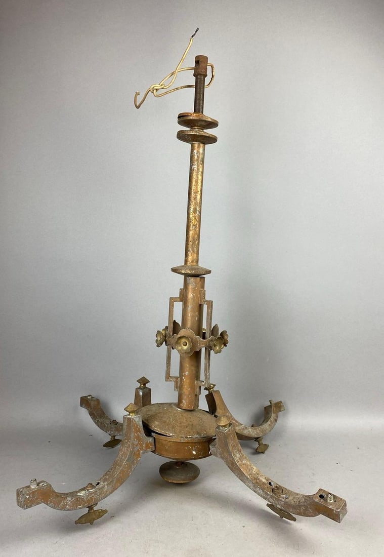 Antique 1900s Bronze-Toned Hanging Gas Lamp (1 of 3)