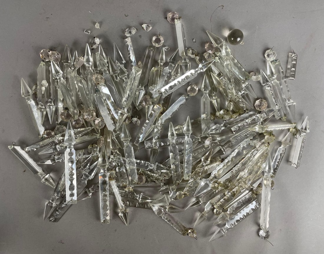 Group of Antique Lamp Crystal Spears: Longest measures 7 inches