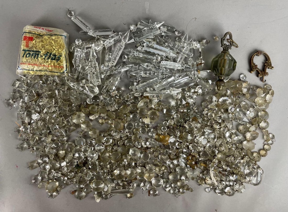 Group of Antique Lamp Crystals: Longest spear measures 5 inches