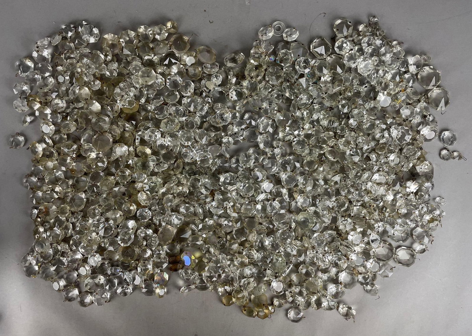 Group of Antique Lamp Crystals: Largest measures 1 1/2 inches