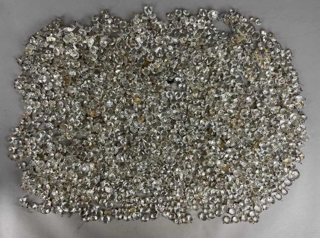 Group of Antique Lamp Crystals: Largest measures 1 inches