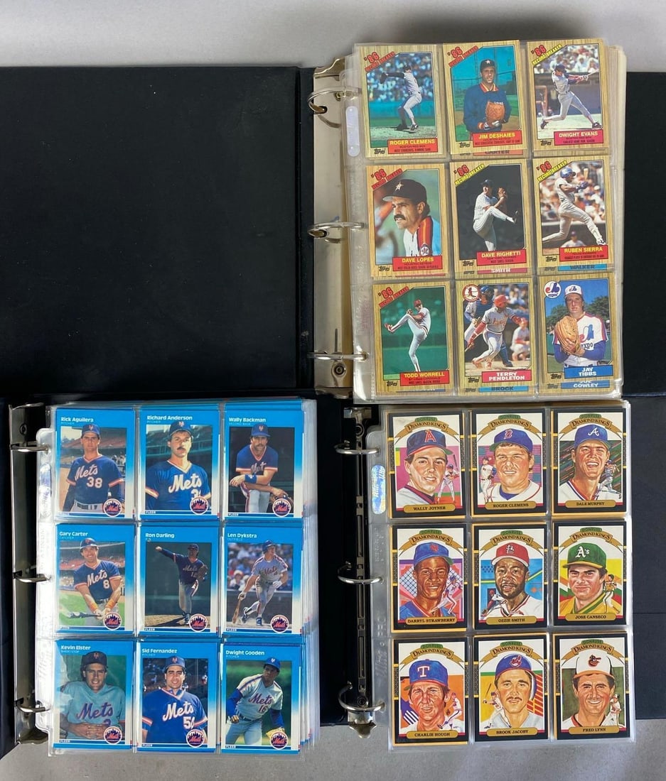 1987 Topps/Fleer/Donruss Baseball Trading Card Complete Sets: Each album measures 12 inches H x 11 inches W