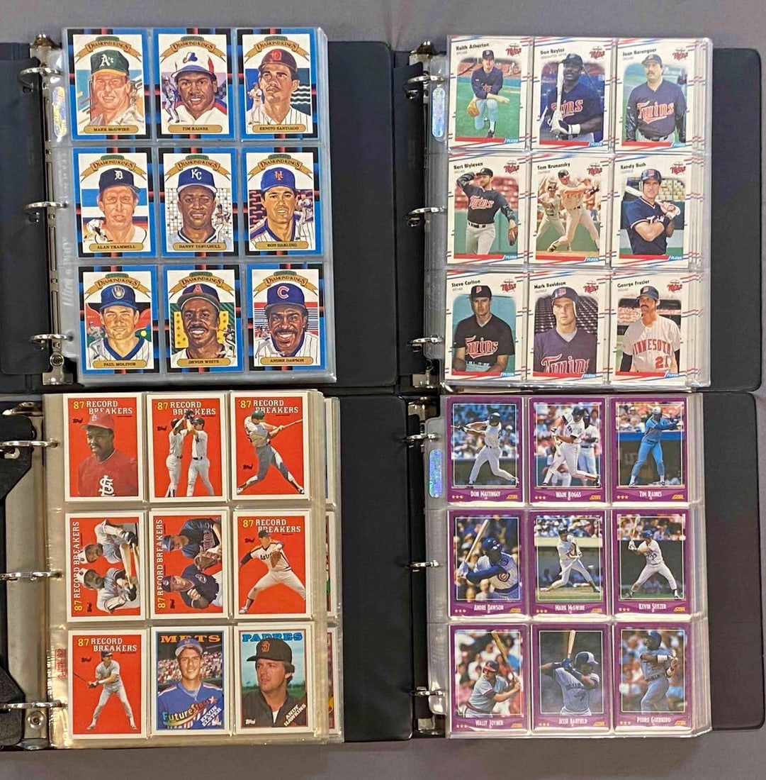1988 Topps/Donruss/Fleer/Score Baseball Trading Cards Complete Sets: Each album measures 12 inches H x 11 inches W