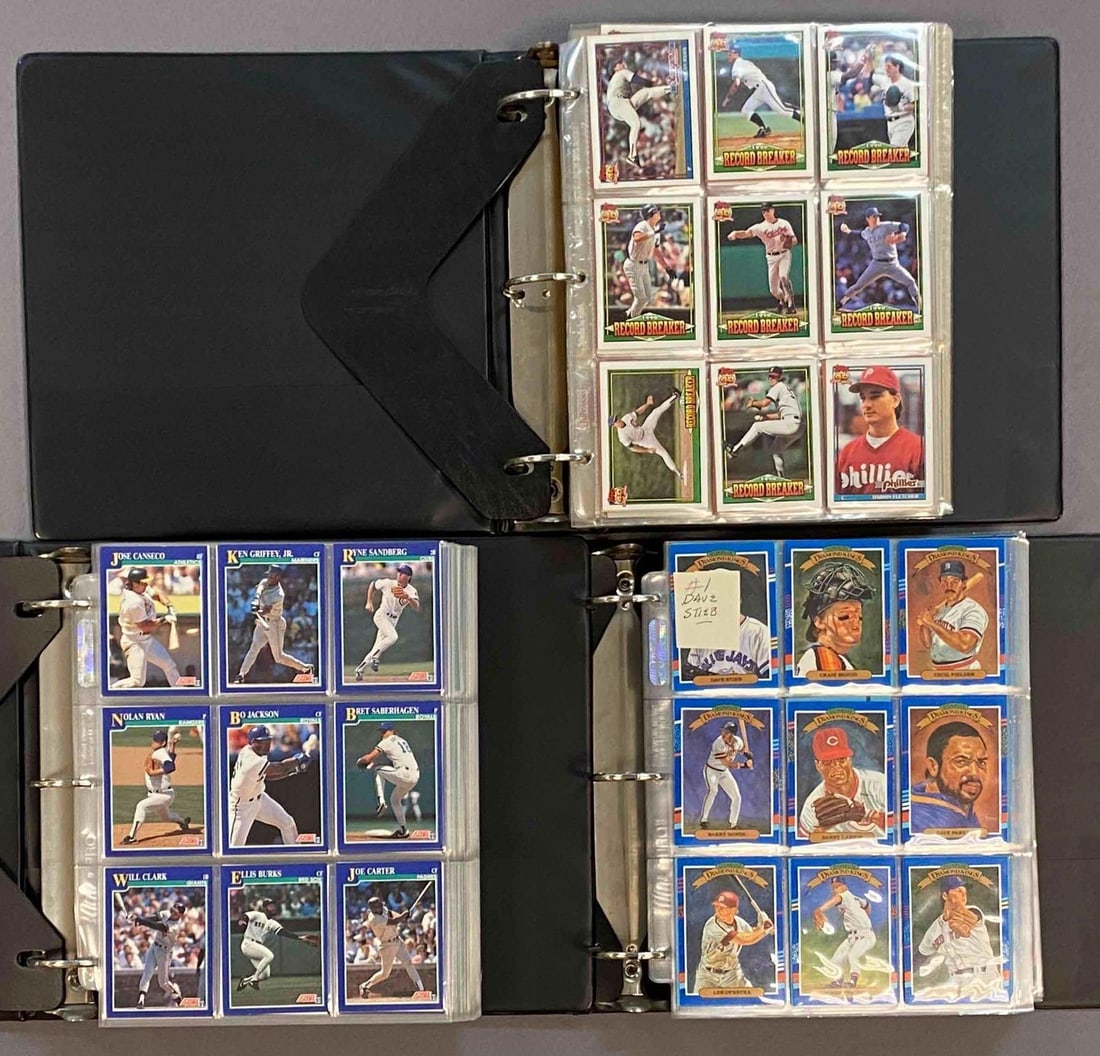 1991 Donruss/Score/Topps Baseball Trading Cards Complete Sets: Largest album measures 12 inches H x 11 inches W