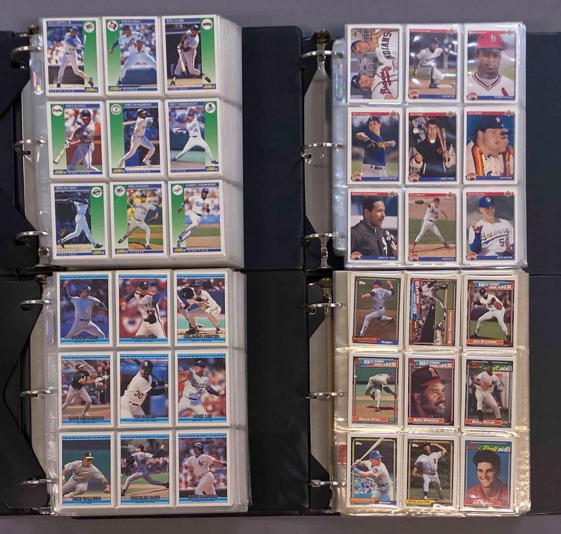 1992 Topps/Upper Deck/Donruss/Score Baseball Trading Cards Complete Sets: Largest album measures 12 inches H x 11 inches W