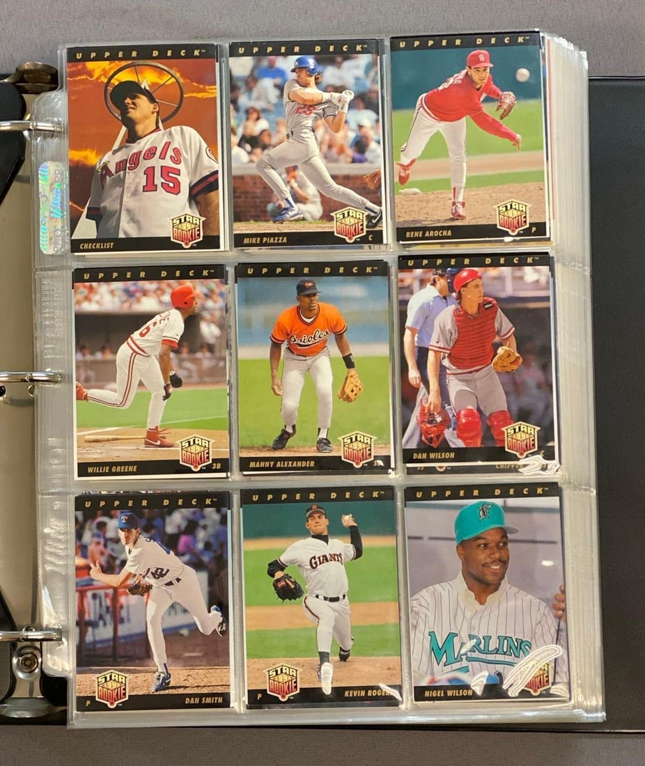 1993 Upper Deck Baseball Trading Cards Complete Set: Includes inserts, album measures 12 inches H x 11 inches W