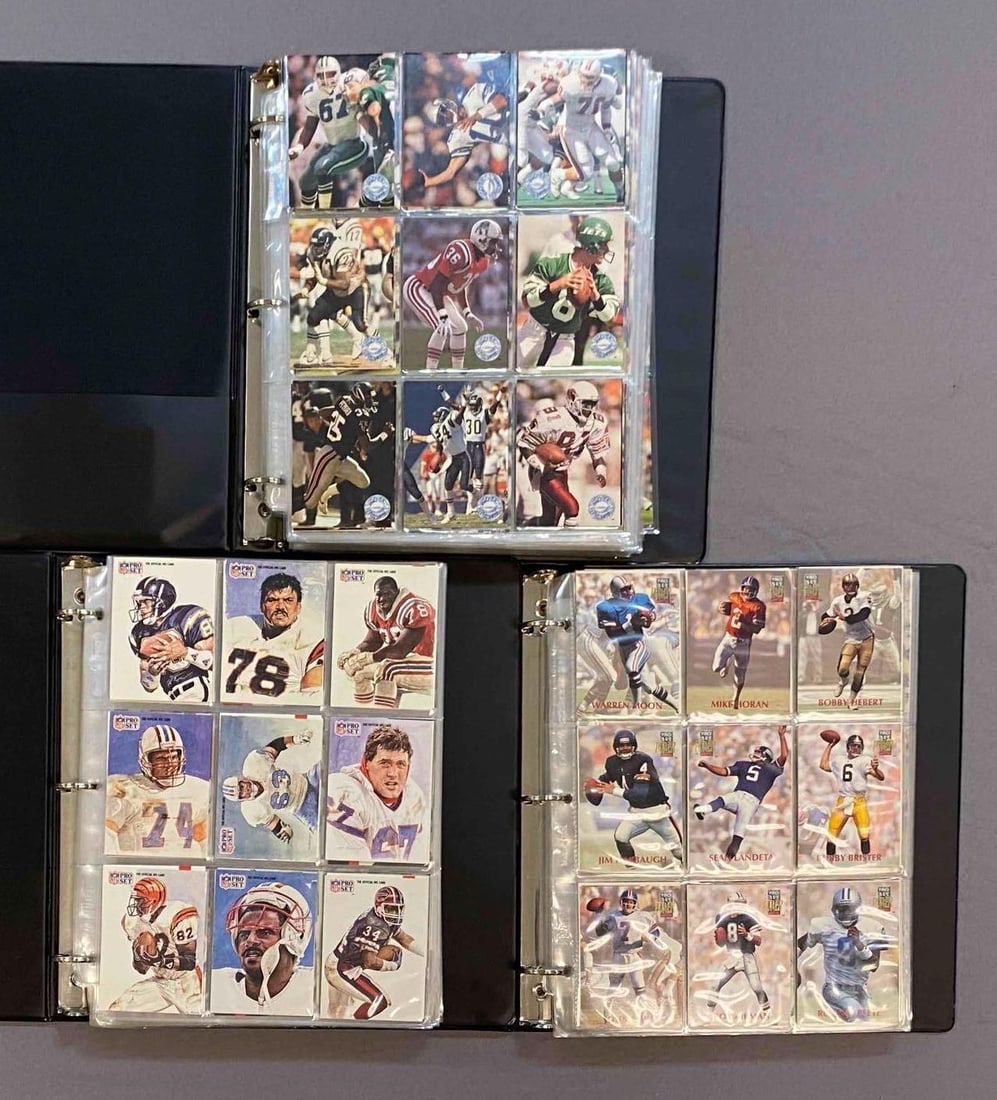 1991-1992 Pro Set Football Trading Card Complete Sets: Includes 1991 Platinum, 1992 set and 1992 Power set, largest album measures 12 inches H x 11 inches W