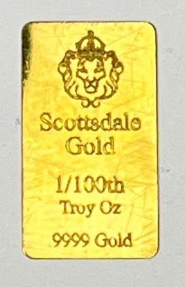Scottsdale Mint 1/100th oz .9999 Gold Ingot/ Bar (1 of 2)