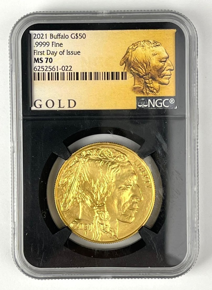 2021 US $50 Gold Buffalo 1 oz .9999 Fine Gold Coin NGC MS70 (1 of 2)