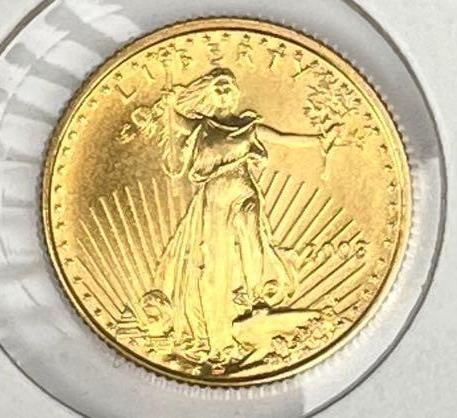 2003 US $5 American Gold Eagle 1/10 oz Fine Gold Coin (1 of 2)