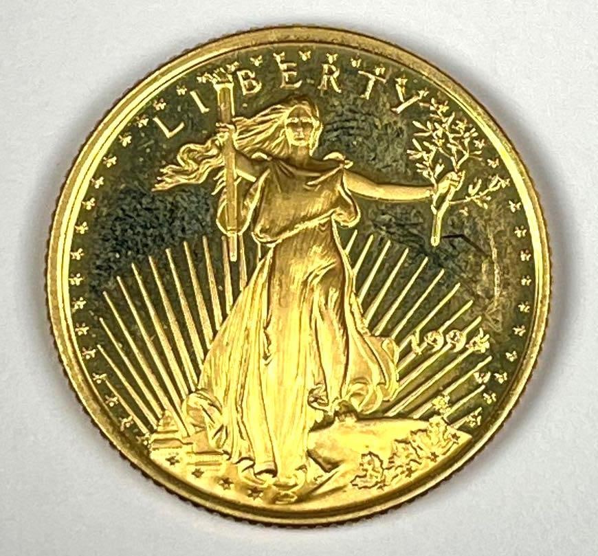 1994 US $10 American Gold Eagle 1/4 oz Fine Gold Coin (1 of 2)