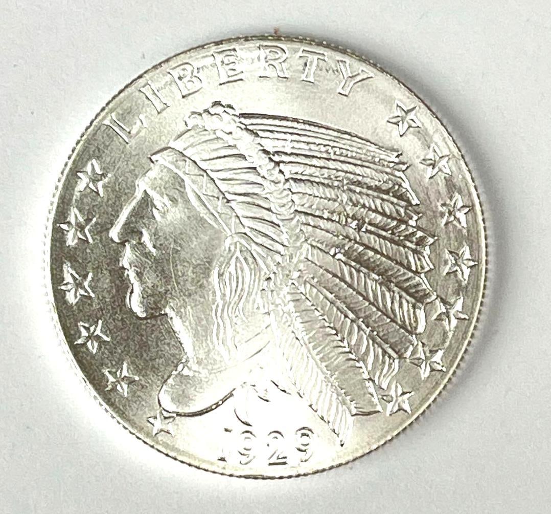 Golden State Mint 1929 Incuse Indian Design 1/2 oz .999 Fine Silver Round (1 of 2)