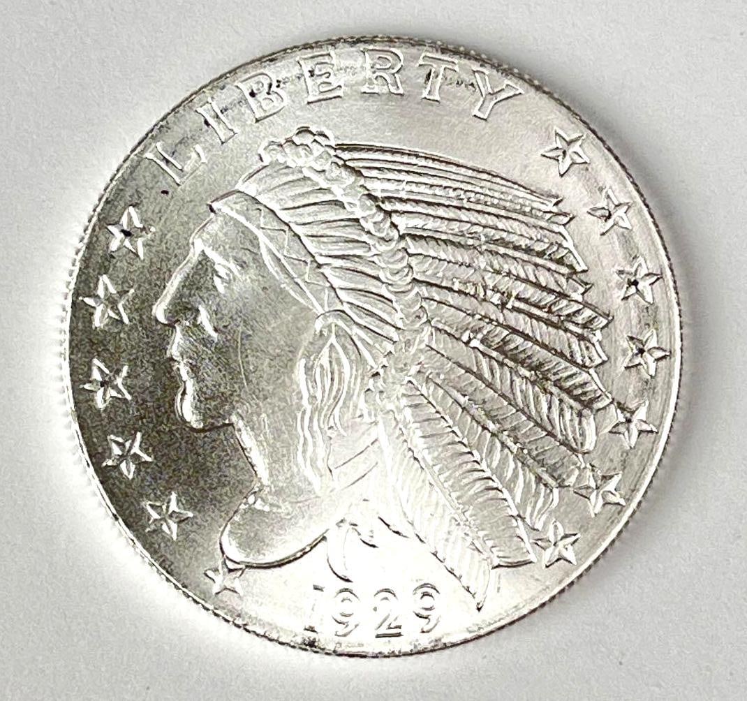 Golden State Mint 1929 Incuse Indian Design 1/2 oz .999 Fine Silver Round (1 of 2)