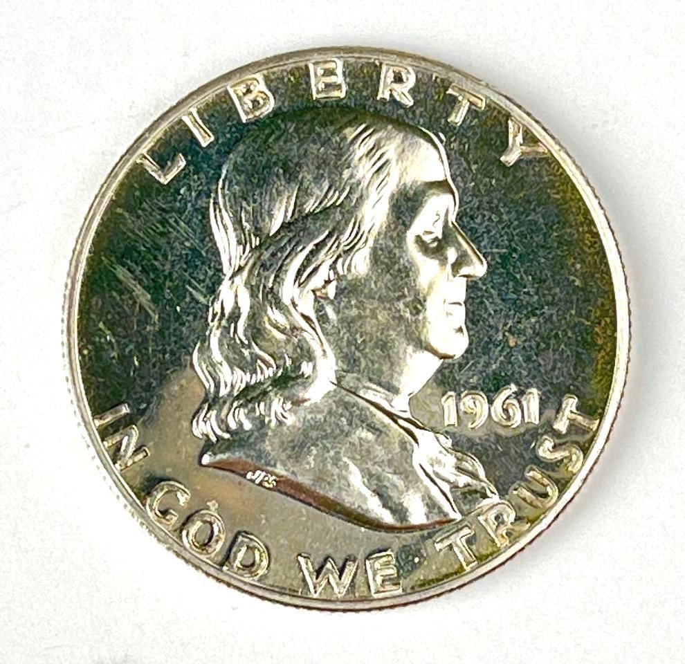 1961 US Franklin 90% Silver Half Dollar: 1961 US Franklin 90% Silver Half Dollar