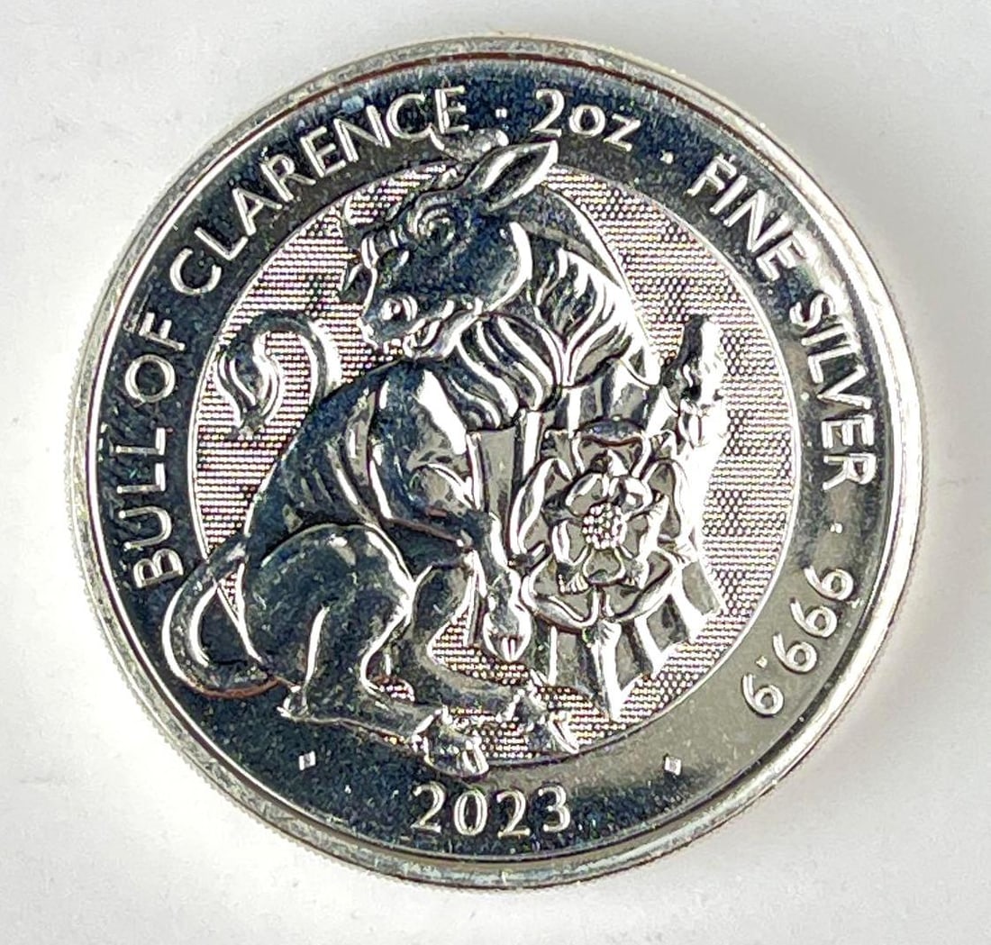 2023 Great Britain Bull of Clarence 2 oz 999.9 Fine Silver Coin: 2023 Great Britain Bull of Clarence 2 oz 999.9 Fine Silver Coin