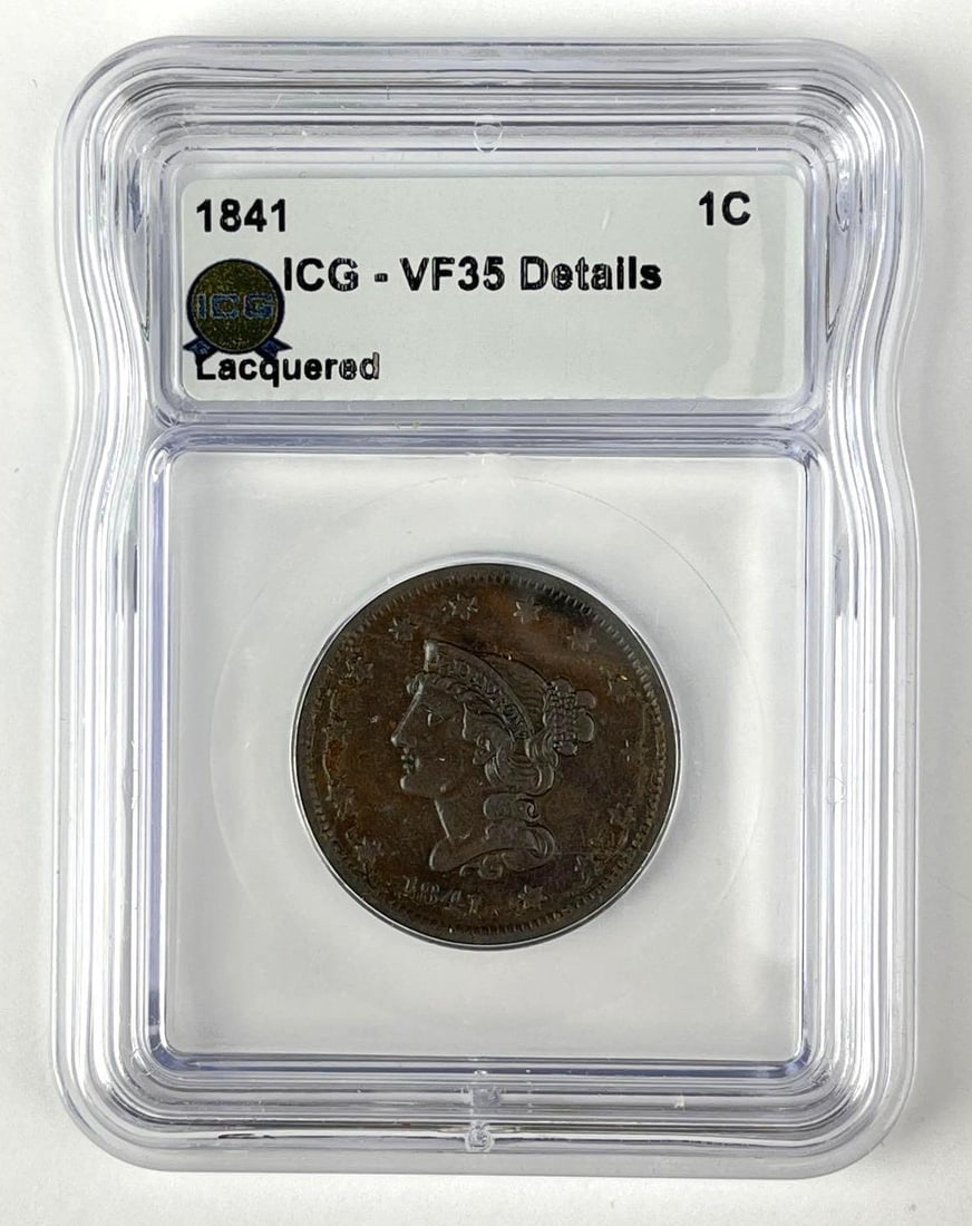 1841 US Braided Hair Cent ICG VF35 Details (1 of 2)