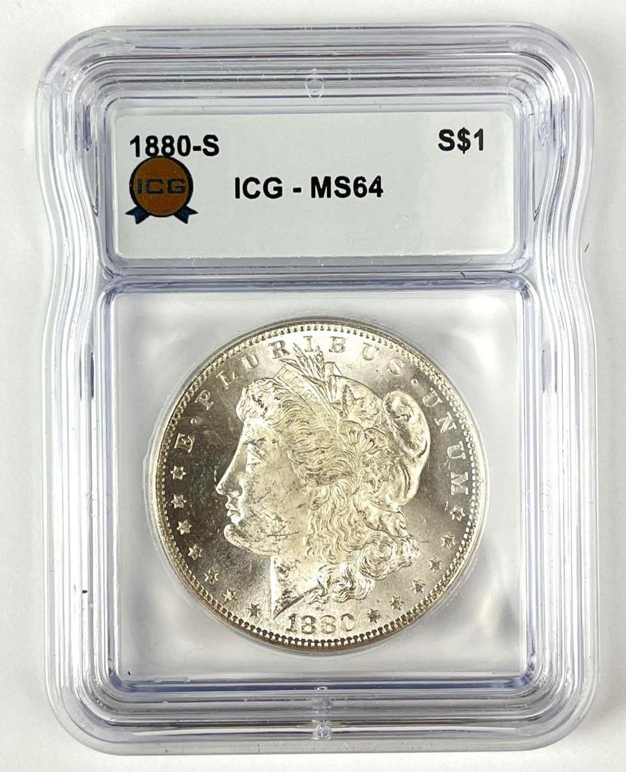 1880 S US Morgan Silver Dollar ICG MS64: 1880 S US Morgan Silver Dollar ICG MS64