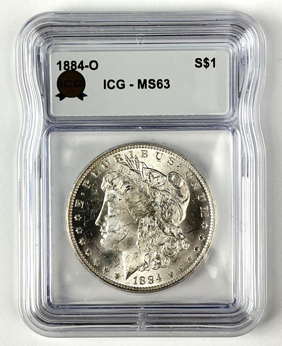 1884 O US Morgan Silver Dollar ICG MS63: 1884 O US Morgan Silver Dollar ICG MS63