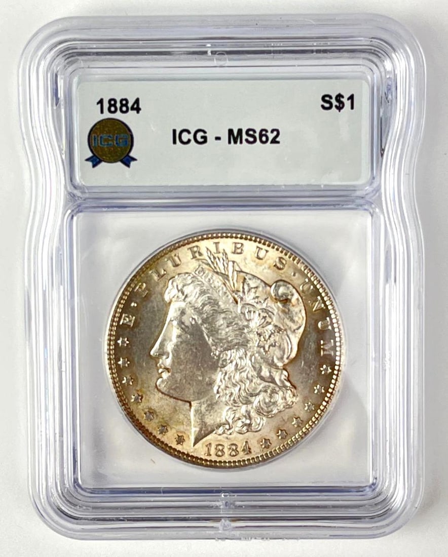 1884 US Morgan Silver Dollar ICG MS62: 1884 US Morgan Silver Dollar ICG MS62